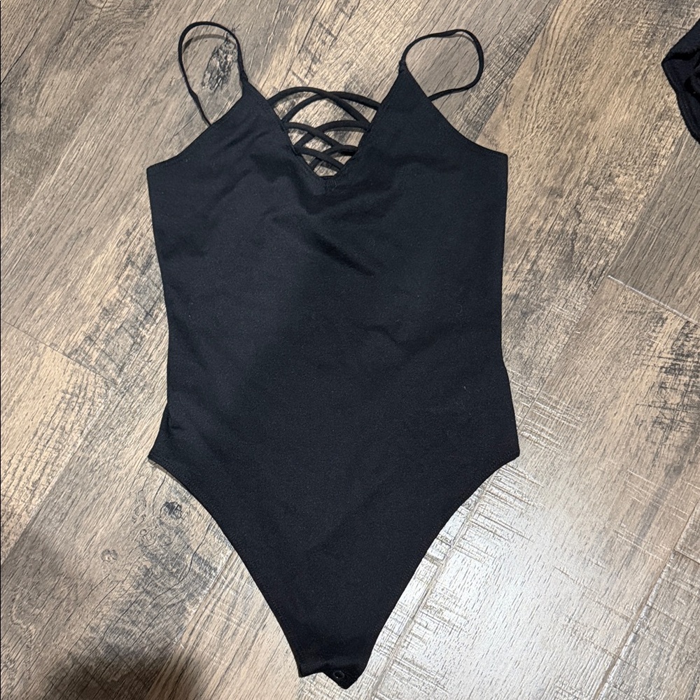 American Eagle Outfitters Black Strappy Bodysuit